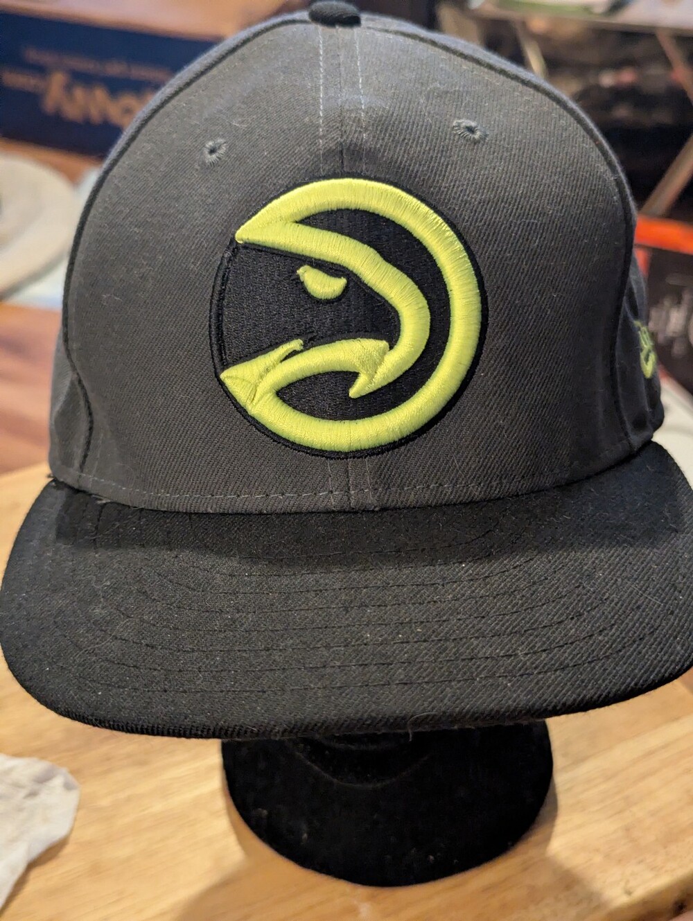 Atlanta Hawks 9FIFTY Retro Logo Snapback Hat Gray Neon Yellow Mesh One Size